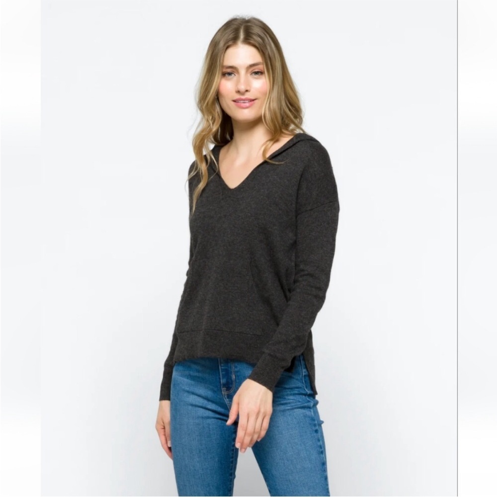 Lusso Cashmere Chloe Cashmere Hooded Tunic Sweater Medium